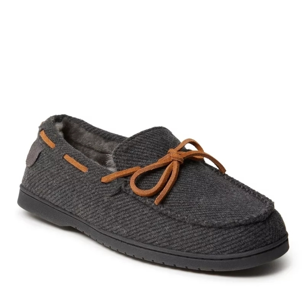 Fireside By Dearfoams Men's Grafton Genuine Shearling Moccasin Slipper 12 New